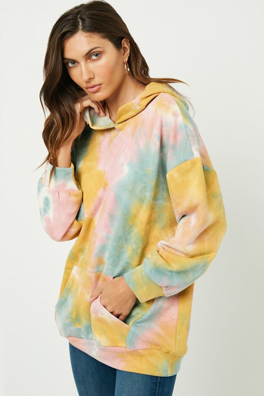 HAYDEN Harmony Misses Oversized Tie Dye Hooded Sweatshirt Large